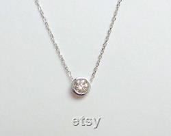 Diamond Solitaire Necklace 0.30 ct 14k White Gold Diamond Solitaire Necklace Floating Diamond Solitaire Necklace Dainty Diam