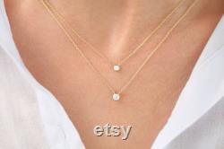 Diamond Solitaire Necklace 14k Gold 0.08 Ct. Dainty Diamond Bezel Set Necklace Delicate Diamond Necklace Layering Diamond Necklace