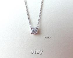 Diamond Solitaire Necklace Diamond Necklace 14k Gold Solitaire Diamond Necklace 0.15CT Mothers Day Diamond Necklace Prong Set Diamond