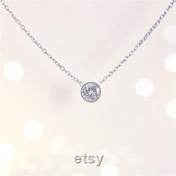 Diamond Solitaire Necklace with Bezel Set 0.20 ct. natural diamond 14k white or yellow gold floating diamond necklace