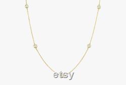Diamond by the Yard Necklace Tanya .15ct .25ct .40ct .60ct White Full Cut Genuine 14k Gold Diamond Necklace Holiday present