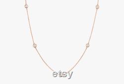 Diamond by the Yard Necklace Tanya .15ct .25ct .40ct .60ct White Full Cut Genuine 14k Gold Diamond Necklace Holiday present