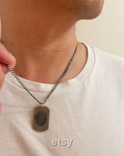 Dog tag Necklace Custom Men's Necklace Custom Fingerprint Necklace Fingerprint Deep Impress Necklace Custom Handwriting Necklace Men's charm