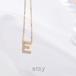 E Diamond Initial Necklace 14K Gold Diamond Initial Necklace Diamond Initial Necklace