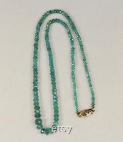 EMERALD necklace, faceted graduated beads, 16 , 14K clasp, 40 carats of emerald, FREE shipping to US and Canada