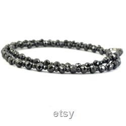 Elegant 4mm and 6mm Black Diamond Faceted Beads Necklace With Black Gold Clasp, Custom Length and Clasp Options, Office Wear ,