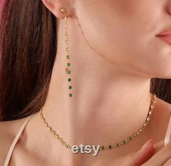 Emerald Delight Set Green Hand Chain Zircon Stone Necklace and Earring Personalized Necklace Bridesmaid Personalized Jewelry Bridesmaid Gifts