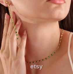 Emerald Delight Set Green Hand Chain Zircon Stone Necklace and Earring Personalized Necklace Bridesmaid Personalized Jewelry Bridesmaid Gifts