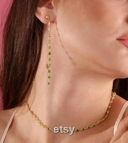 Emerald Delight Set Green Hand Chain Zircon Stone Necklace and Earring Personalized Necklace Bridesmaid Personalized Jewelry Bridesmaid Gifts