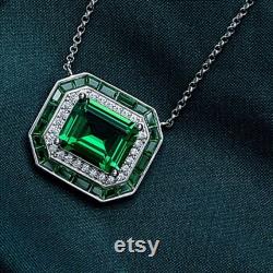 Emerald Necklace, Necklaces For Women, Personalized Necklace, 3.1 Ct Emerald Necklace, 14K White Gold, Pendant, Gifts For Mom
