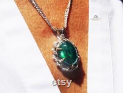 Emerald and Diamonds Pendant Necklace White 14K REAL gold Natural 17.22ctw GIA Certified