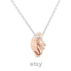 Enchanted Disney Fine Jewelry Rose Gold Finish over Sterling Silver with 1 10 CTTW Diamonds Belle Pendant Necklace Enhance Disney Pendant