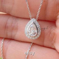 Engagement Diamond Pendant, Anniversary Pendant Without Chain, Halo Diamond Pendant, Wedding Gift For Her, Custom Pendant, Women's Jewelry