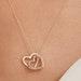 Engraved Two Heart Necklace in 14K Solid Gold Interlocking Heart Name Necklace 14k Gold Custom Necklaces Intertwined Heart Necklace