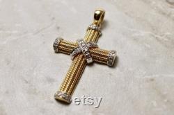 Estate 14K Genuine Diamond Cross Pendant, rhodium finished mounting, religious jewlery, estate cross pendant, fine estate jewelry