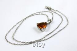 Estate 14K Gold Citrine Pendant Ladies Chain-Charm Necklace 16 Long LE