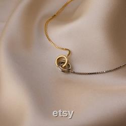Eternity Circle Necklace by Caitlyn Minimalist Silver and Gold Necklace Infinity Necklace Minimalist Jewelry Anniversary Gift NR036