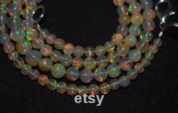 Ethiopian Opal Gemstone Beaded Necklace 42 Ct AAA Quality Natural Ethiopian Opal Beads Electric Fire 16 Inches Length Opal Beads Necklace