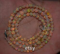 Ethiopian Opal Gemstone Beaded Necklace 42 Ct AAA Quality Natural Ethiopian Opal Beads Electric Fire 16 Inches Length Opal Beads Necklace
