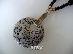 Ethnic black necklace with jaspe donut