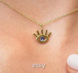 Evil Eye Charm Protection Necklace Blue Evil Eye Tiny Evil Eye Gold Evil Eye Good Luck Gift Good Luck Charm Miur Art Jewelry