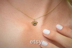 Evil Eye Charm Protection Necklace Blue Evil Eye Tiny Evil Eye Gold Evil Eye Good Luck Gift Good Luck Charm Miur Art Jewelry