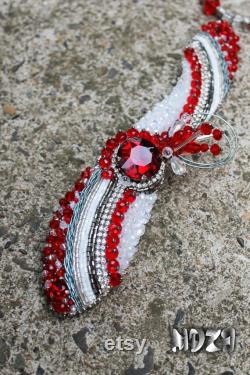 Exclusive, Art, Elegant Bead Embroidery Necklace