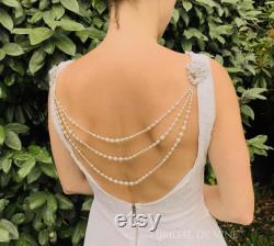 Exquisite Bridal Back Drape, Back Jewellery, Using Swarovski Pearls and Crystals Backdrop Necklace, Vintage Inspired Shoulder Necklace