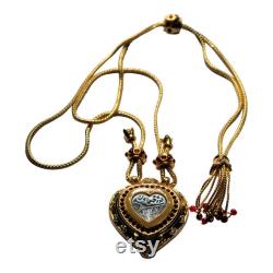 Exquisite Elizabeth Taylor for Avon Shah Jehan Heart Pendant Slide Necklace RESERVED