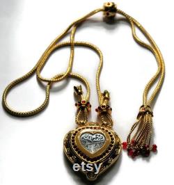 Exquisite Elizabeth Taylor for Avon Shah Jehan Heart Pendant Slide Necklace RESERVED