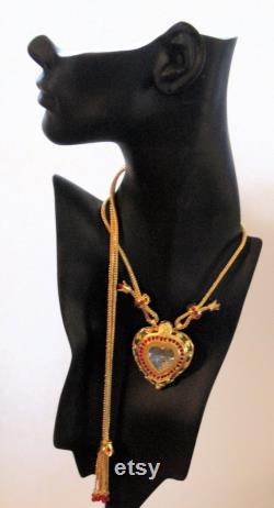 Exquisite Elizabeth Taylor for Avon Shah Jehan Heart Pendant Slide Necklace RESERVED