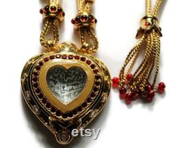 Exquisite Elizabeth Taylor for Avon Shah Jehan Heart Pendant Slide Necklace RESERVED