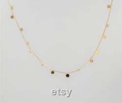 Extra tiny Coin Necklace 14k solid Gold Discs Dainty Gift for Her Bridal jewelry birthday present Teen Layering necklace coin dot pendant