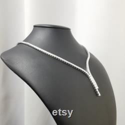 Fancy Unique Design 7.70 Carat VVS2 Color D Diamond Anniversary Gift Necklace 14K White Gold Certified Appraised Eternity Jewelry Necklace
