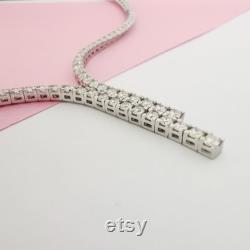 Fancy Unique Design 7.70 Carat VVS2 Color D Diamond Anniversary Gift Necklace 14K White Gold Certified Appraised Eternity Jewelry Necklace