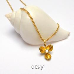 Flower Pendant Gold Pendant 14K Gold Necklace Diamond Necklace Seeds Collection Free Shipping