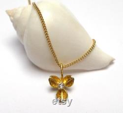 Flower Pendant Gold Pendant 14K Gold Necklace Diamond Necklace Seeds Collection Free Shipping