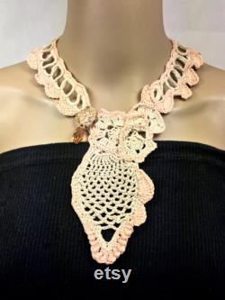 Free-Form Crochet Statement Necklace in a Pineapple Motif