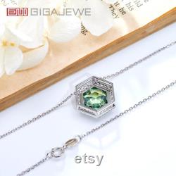 GIGAJEWE 9K 14K 18K White Solid Gold 10 11.5mm 5.5ct Cyan color Hexagram Cut Moissanite Necklace,Gold Necklace