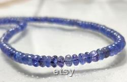 GOOD QUALITY TANZANITE Gemstone 97Ct Natural Blue Tanzanite Beads Necklace 18Inches Length Cabochon Beads Necklace Tanzanite Size 4x3 4x2MM