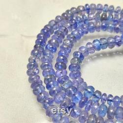 GOOD QUALITY TANZANITE Gemstone 97Ct Natural Blue Tanzanite Beads Necklace 18Inches Length Cabochon Beads Necklace Tanzanite Size 4x3 4x2MM