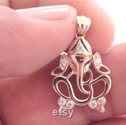 Ganpati Pendant, Ganesha Pendant, Dainty Ganesha, Shiva's Son Pendant, Lucky Charm, Silver Pendant,Vinayaka, Elephant God , Moissanite Stone
