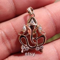 Ganpati Pendant, Ganesha Pendant, Dainty Ganesha, Shiva's Son Pendant, Lucky Charm, Silver Pendant,Vinayaka, Elephant God , Moissanite Stone