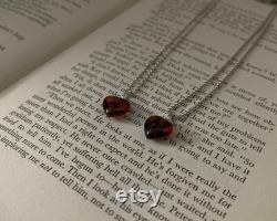 Garnet Heart Necklace, Sterling Silver Heart Pendant, January Birthstone Necklace, Birthday Gift, Valentine's Gift for Women