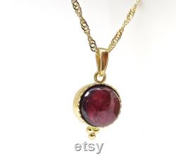 Garnet gold necklace pendant, 14k solid gold Garnet Necklace pendant for women, Red stone necklace, Elegant Pendant