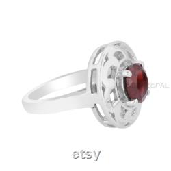 Garnet ring, Round Cut Garnet Ring, January Birthstone Ring, Cherry Red Garnet, Designer Ring for Women, Natural Garnet Ring, Best offer.