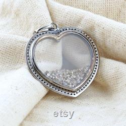 Genuine Diamond Shaker Heart Pendant, Crystal Heart Pendant, Silver Diamond Jewelry, Pave Diamond Jewelry, Valentine Gift For Her