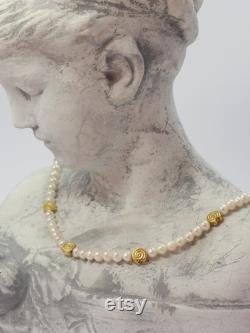 Genuine SWZ bead necklace with gold-plated silver intermediate parts