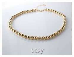 Gold Beads Necklace 14K Gold Filled Beaded Necklace 14K Gold Filled Necklace Beaded Chain Necklace 8mm Beads Beaucoupdebeads B224