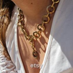 Gold Chain Choker, Mordern Gold Toggle chunky links Necklace, Statement Necklace ,